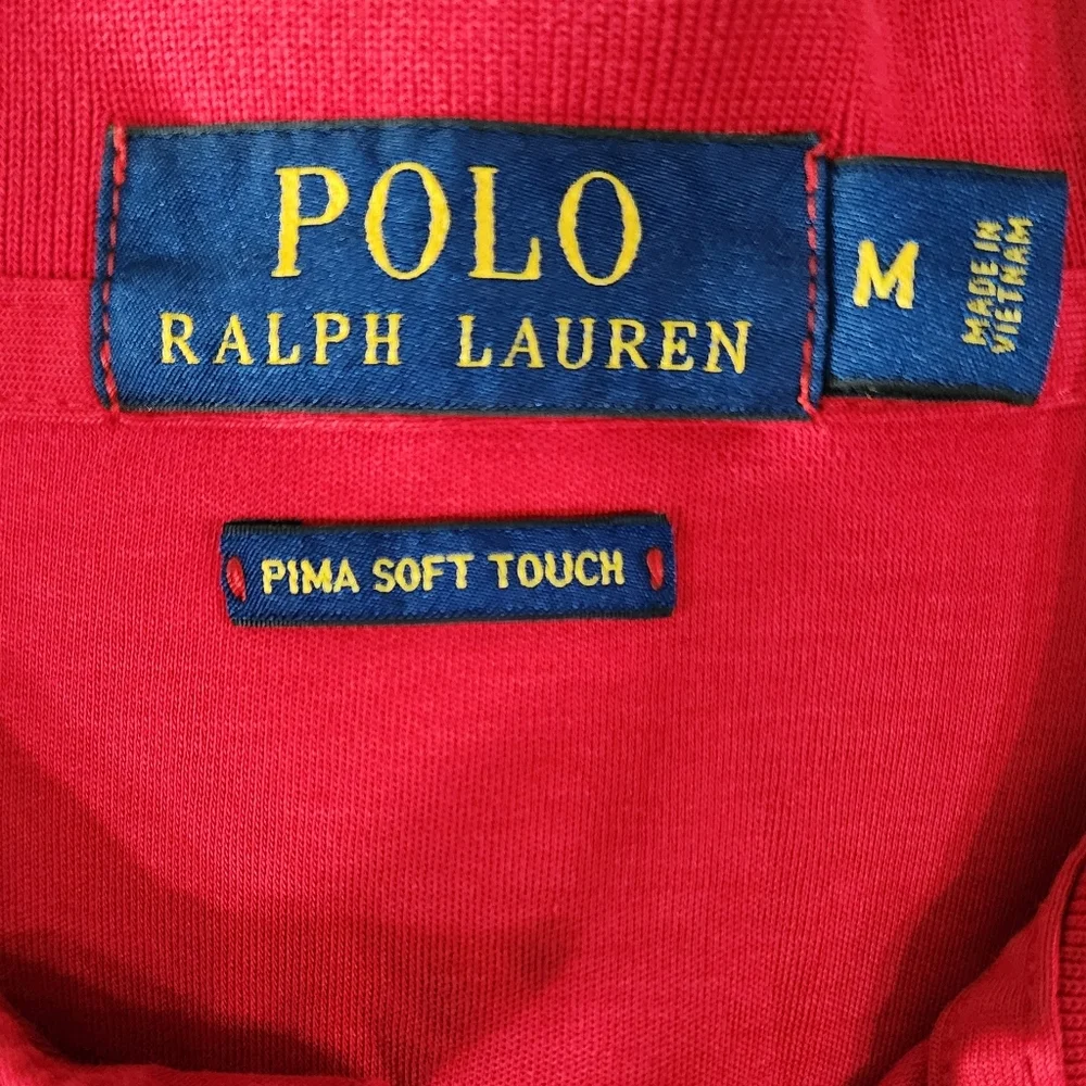 Vintage Ralph Lauren Pima Soft Touch Red Polo Shirt Men's Medium Used